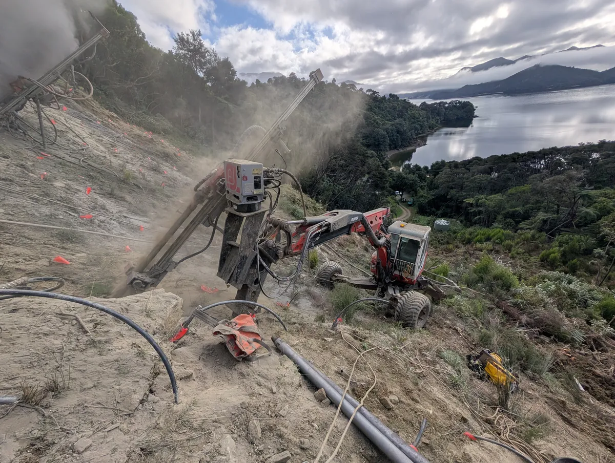 Drilling and anchoring in Cass Bay